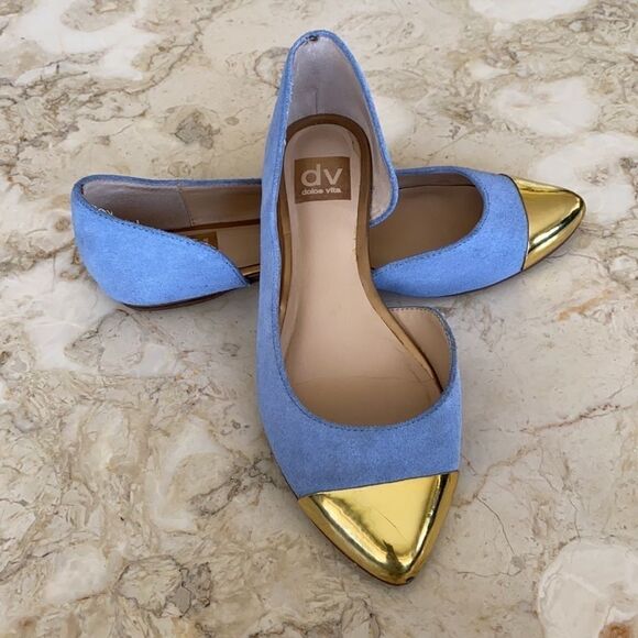 Dolce Vita Gold Tone Metal Flats - Picture 1 of 10
